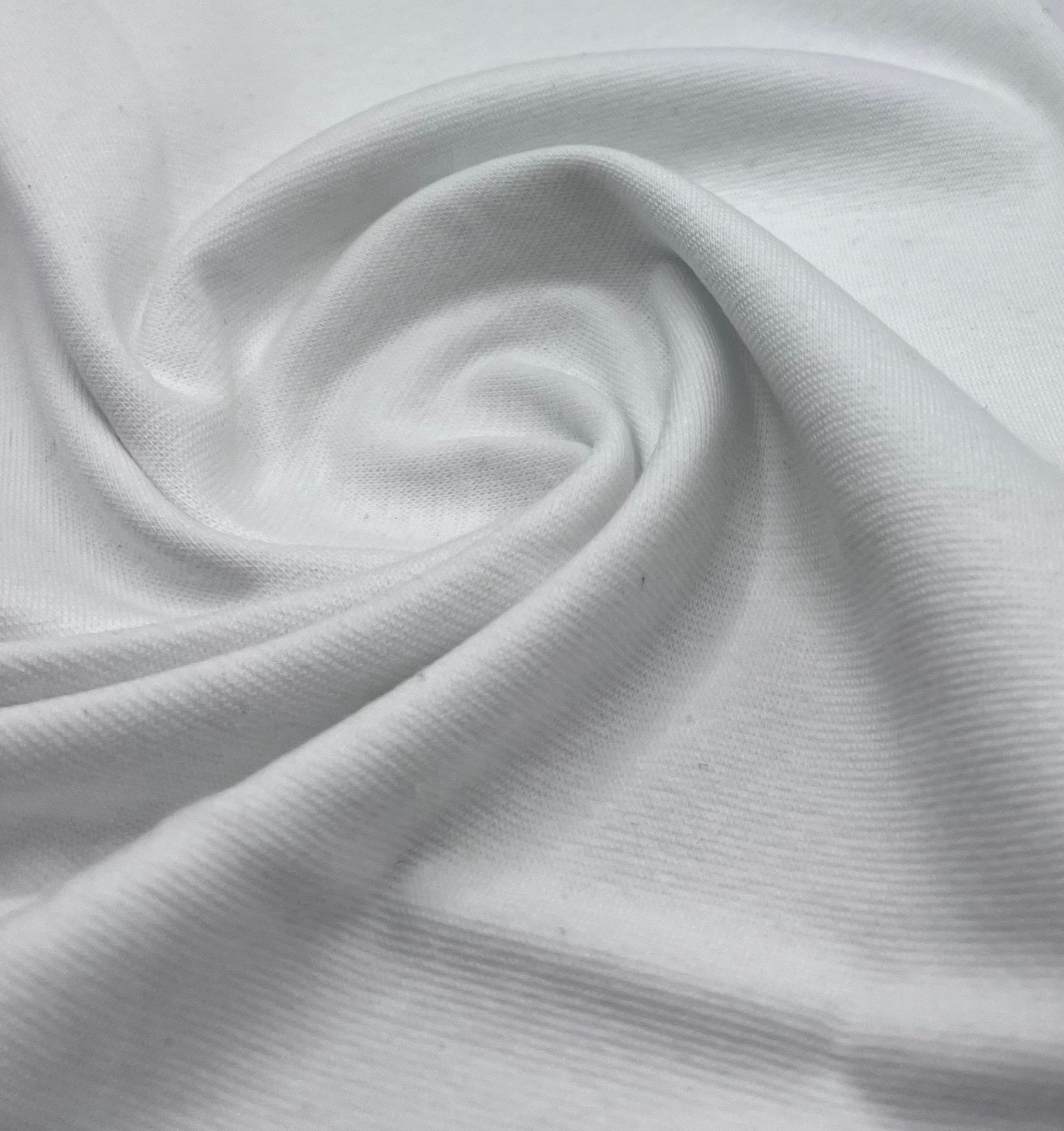 White Jersey Cuffing Ribbing Fabric 270 GSM Cotton Knit 70cm Wide - T9 Fabrics